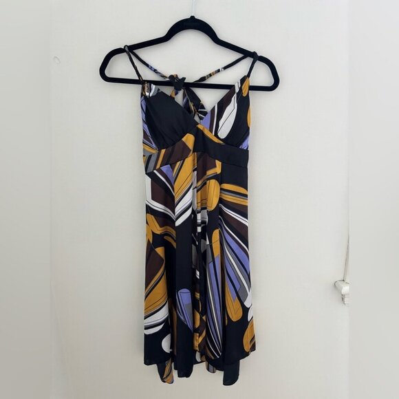 Vintage Satin Multi Colour Patterned Dress - Picture 3 of 10